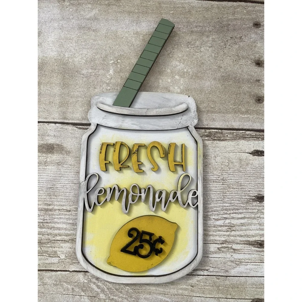 Lemonade Stand Tiered Tray  Decoration Lemon Decor New,‎ Hand painted